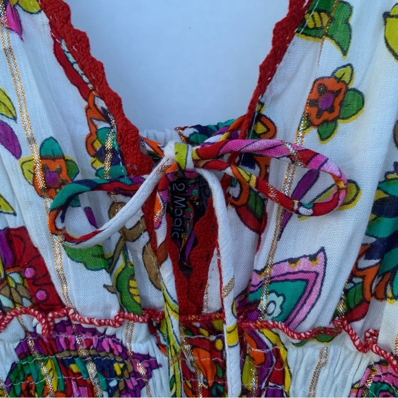 Me 2 Magic Ruffled Tiered Maxi Sundress Metallic Striped Size Large Red / Green - Picture 7 of 16